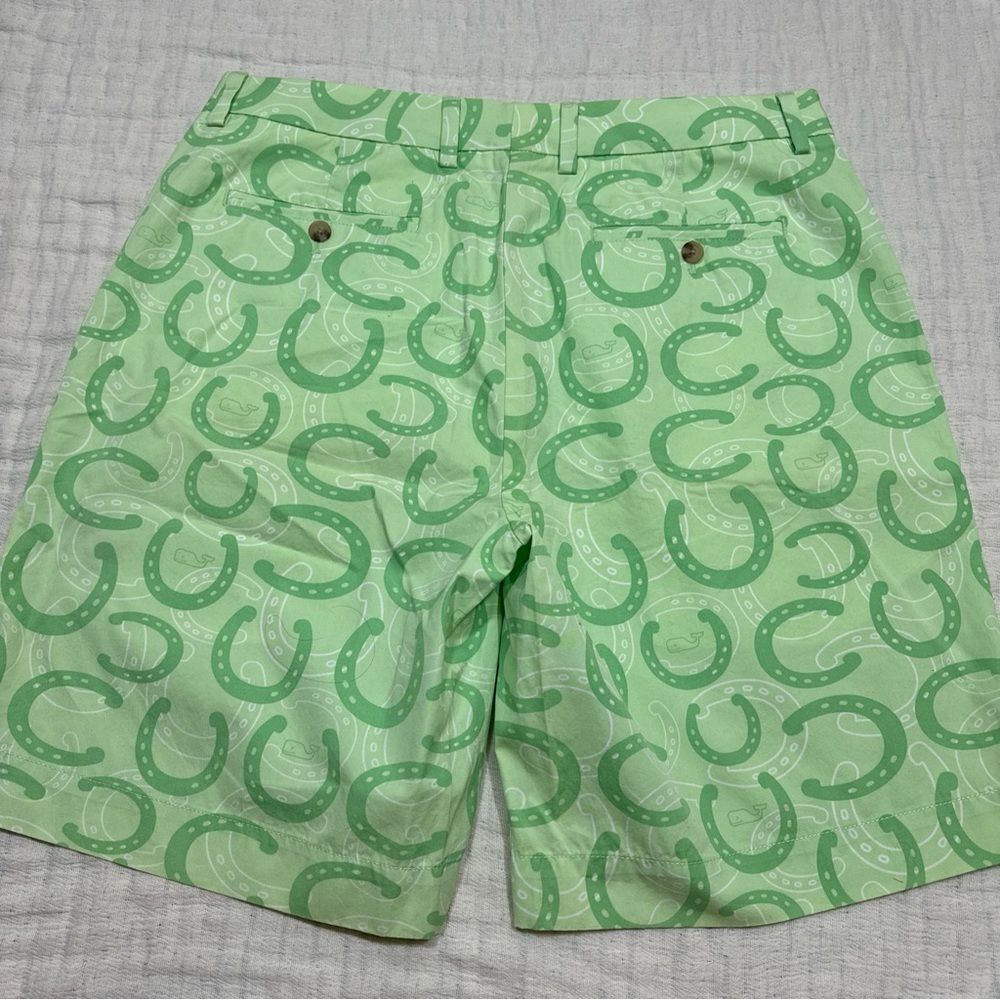 Vineyard Vines Kentucky Derby Breaker Shorts Green Lucky Horseshoe Men's Size 35 - Picture 7 of 9